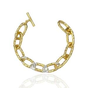 NEW TAT2 DESIGNS women's two-tone eli hammered chain bracelet in gold